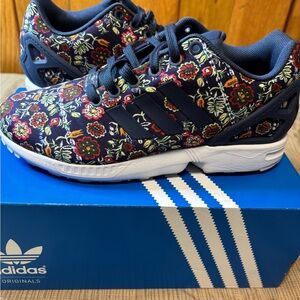 Adidas ZX Flux Blue Sneakers with Floral Design